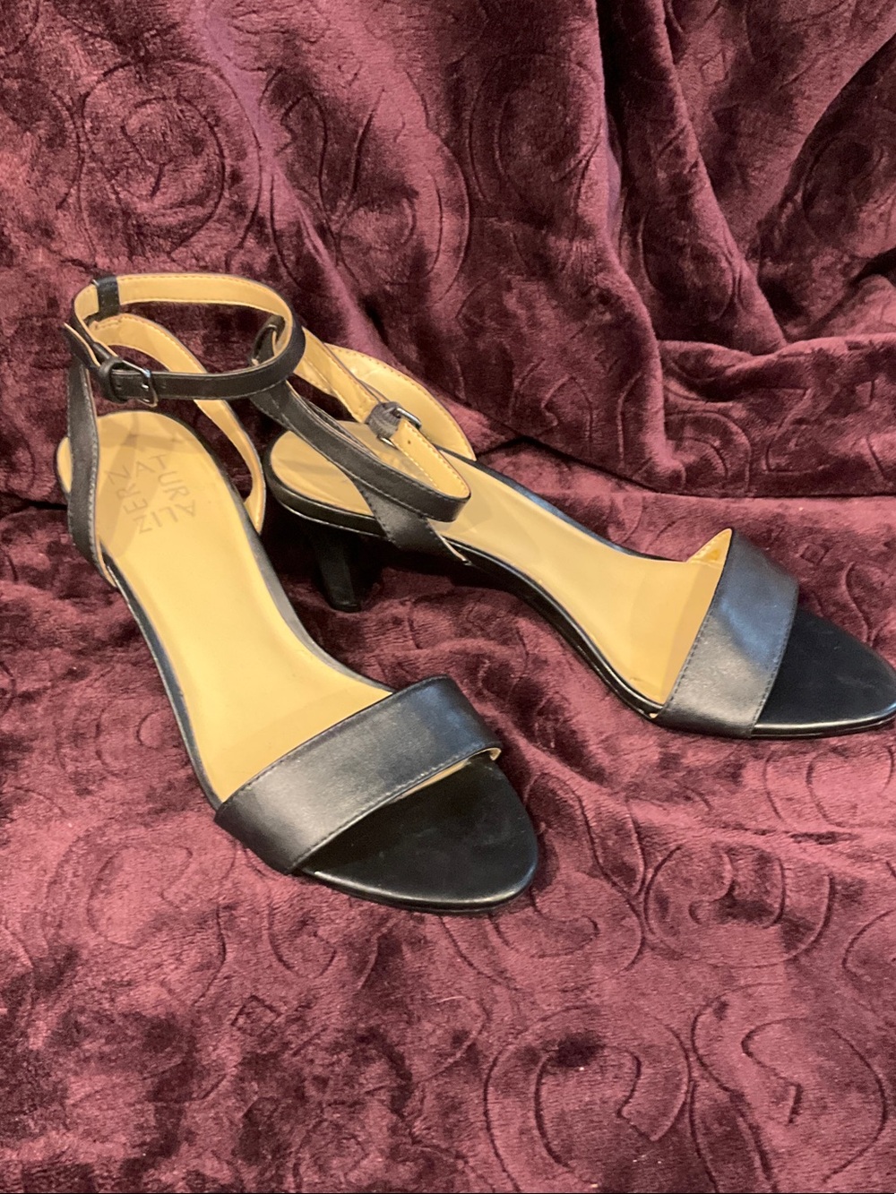 Naturalizer Black Open-Toe Ankle-Strap Heels